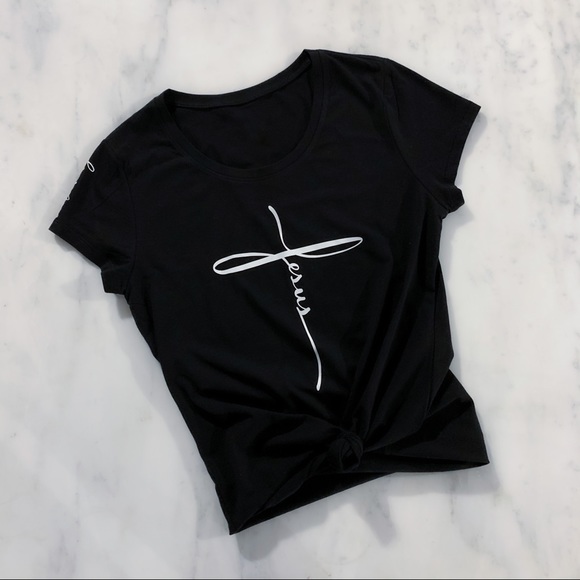 Jesus Name in Cross Christian T-Shirt - Picture 3 of 9